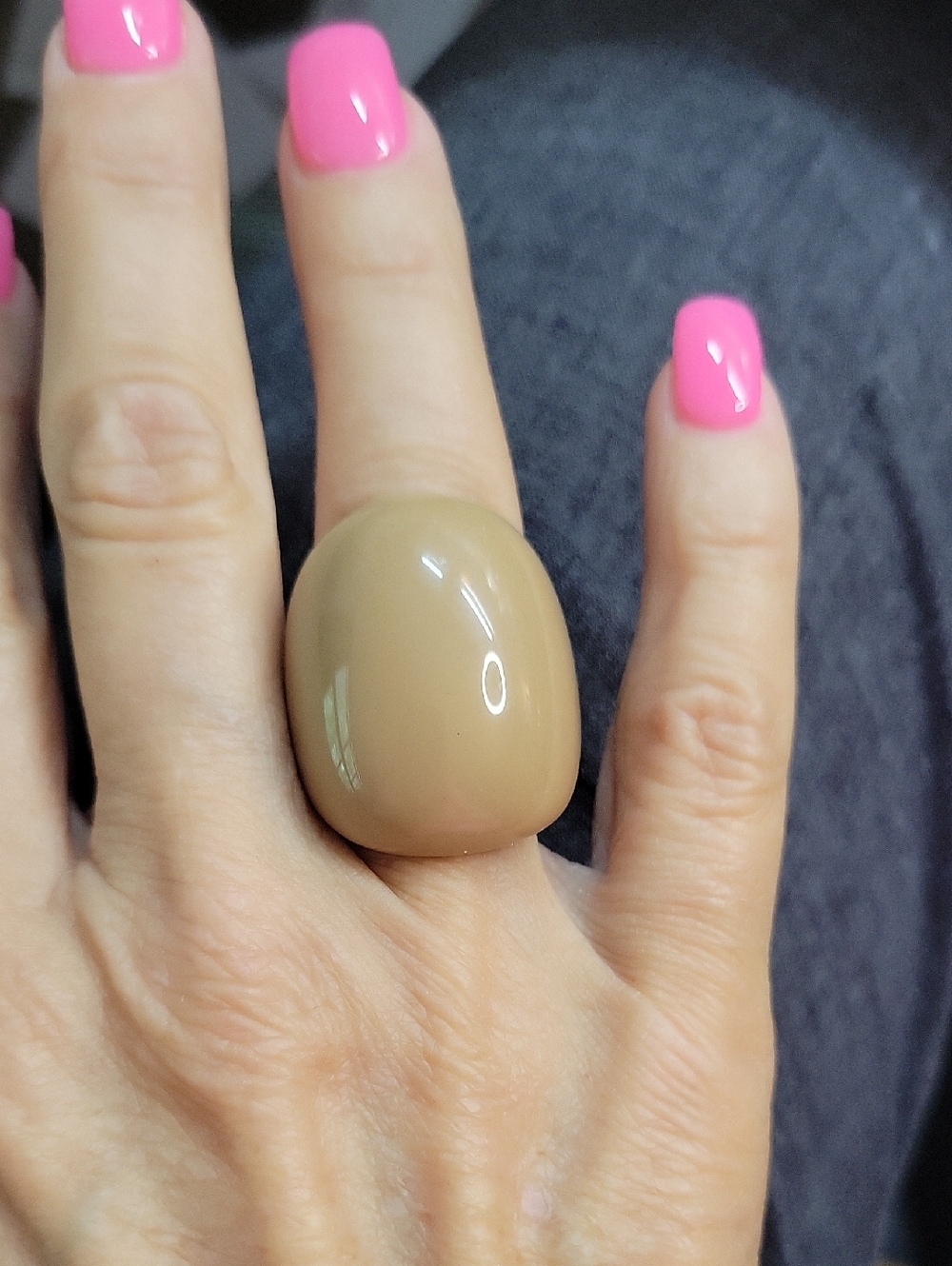 Beige Taupe Dome Statement Ring - Women Jewelry, Size 7.5